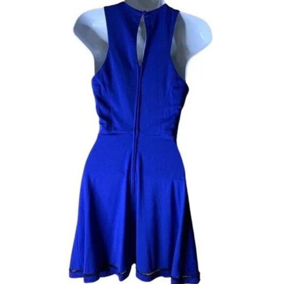 Teeze Me Sapphire Blue Skater Skirt Mini Dress Women Sz Small Zip Closure Solid - Picture 2 of 7
